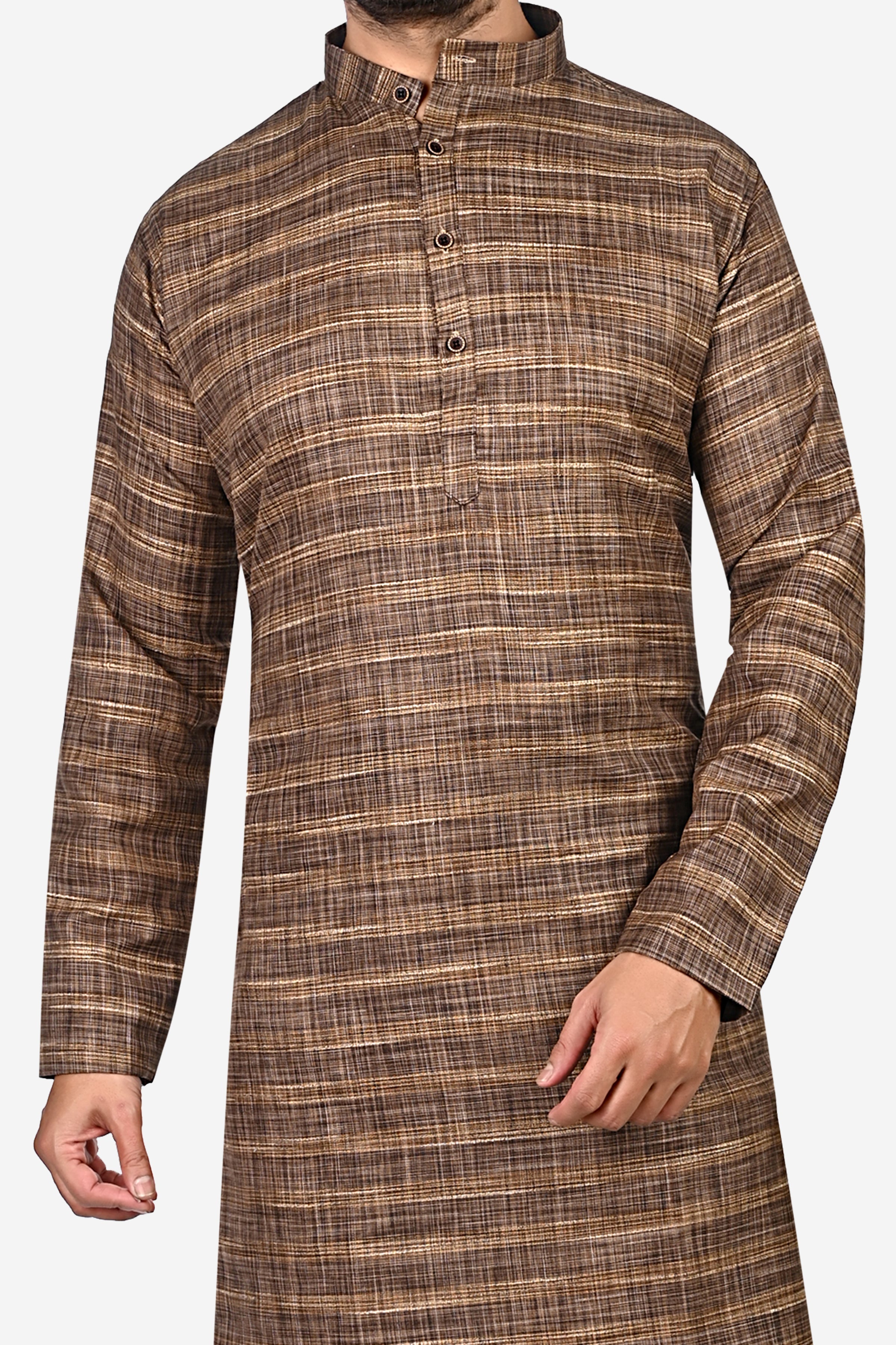 Cotton Kurta Pyjama Set for Men - Brown | KPDU822663 | DesiQlo