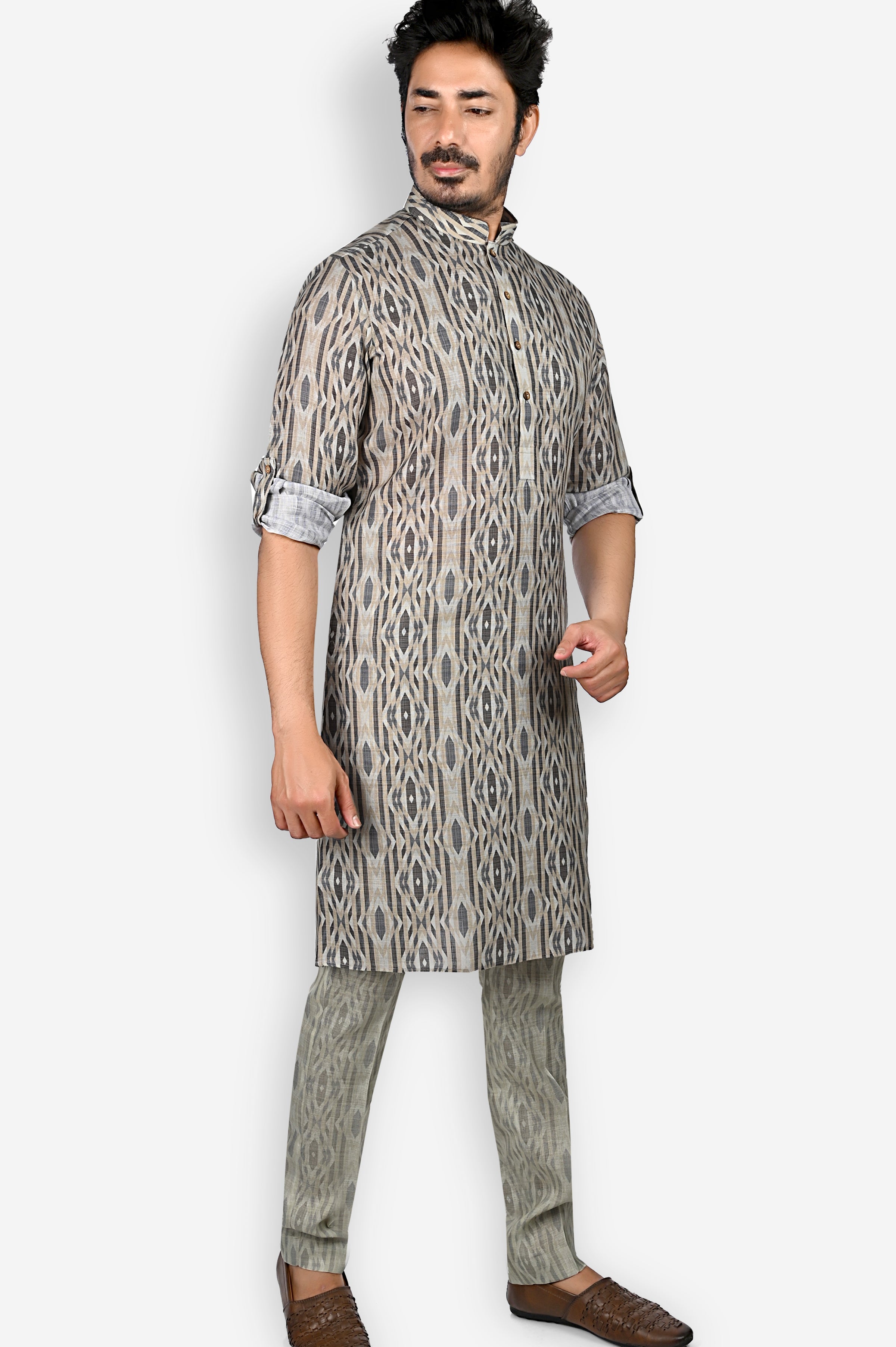 Cotton Kurta for Men - Multicolor | KPPR12295G | DesiQlo