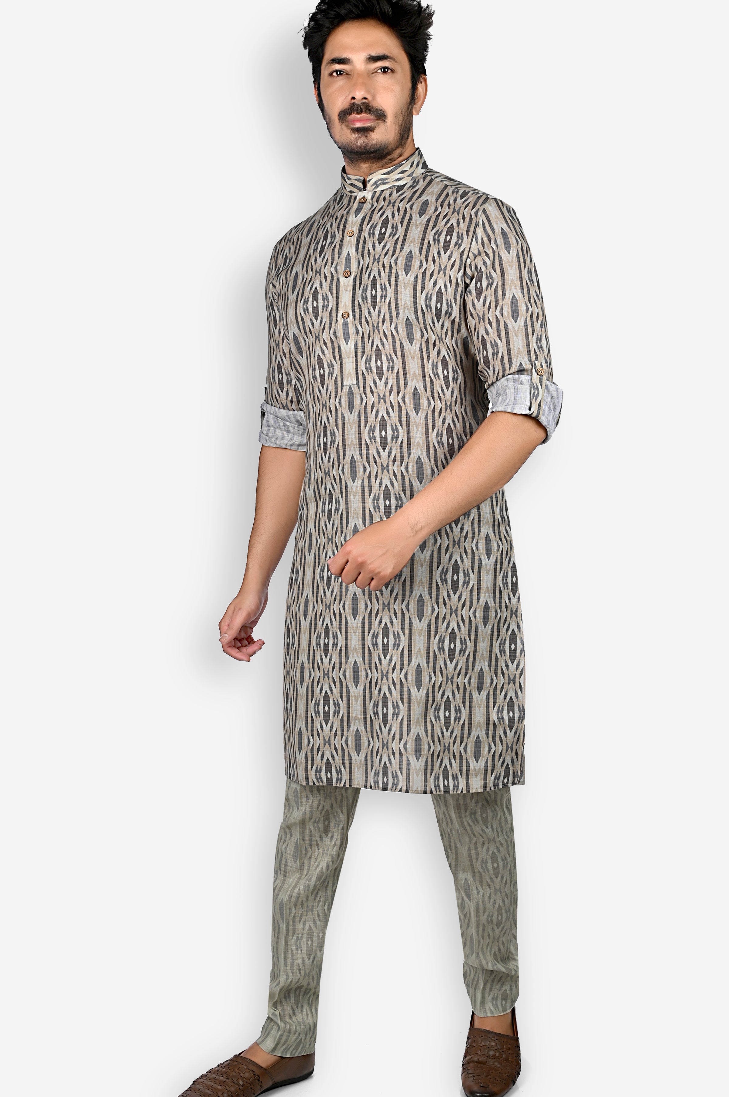 Cotton Kurta for Men - Multicolor | KPPR12295G | DesiQlo