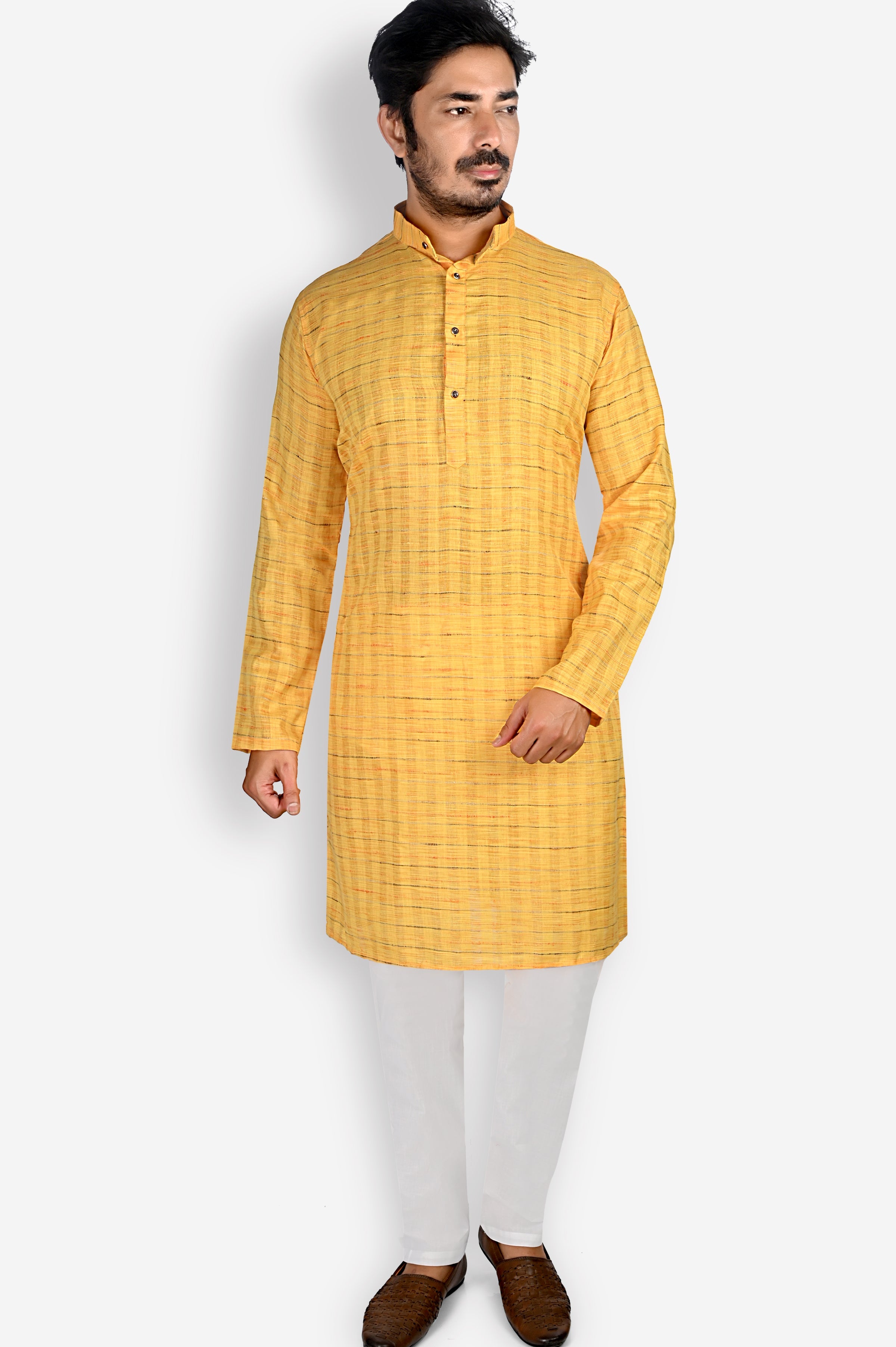 Cotton Kurta for Men - Yellow | KPDU731773 | DesiQlo