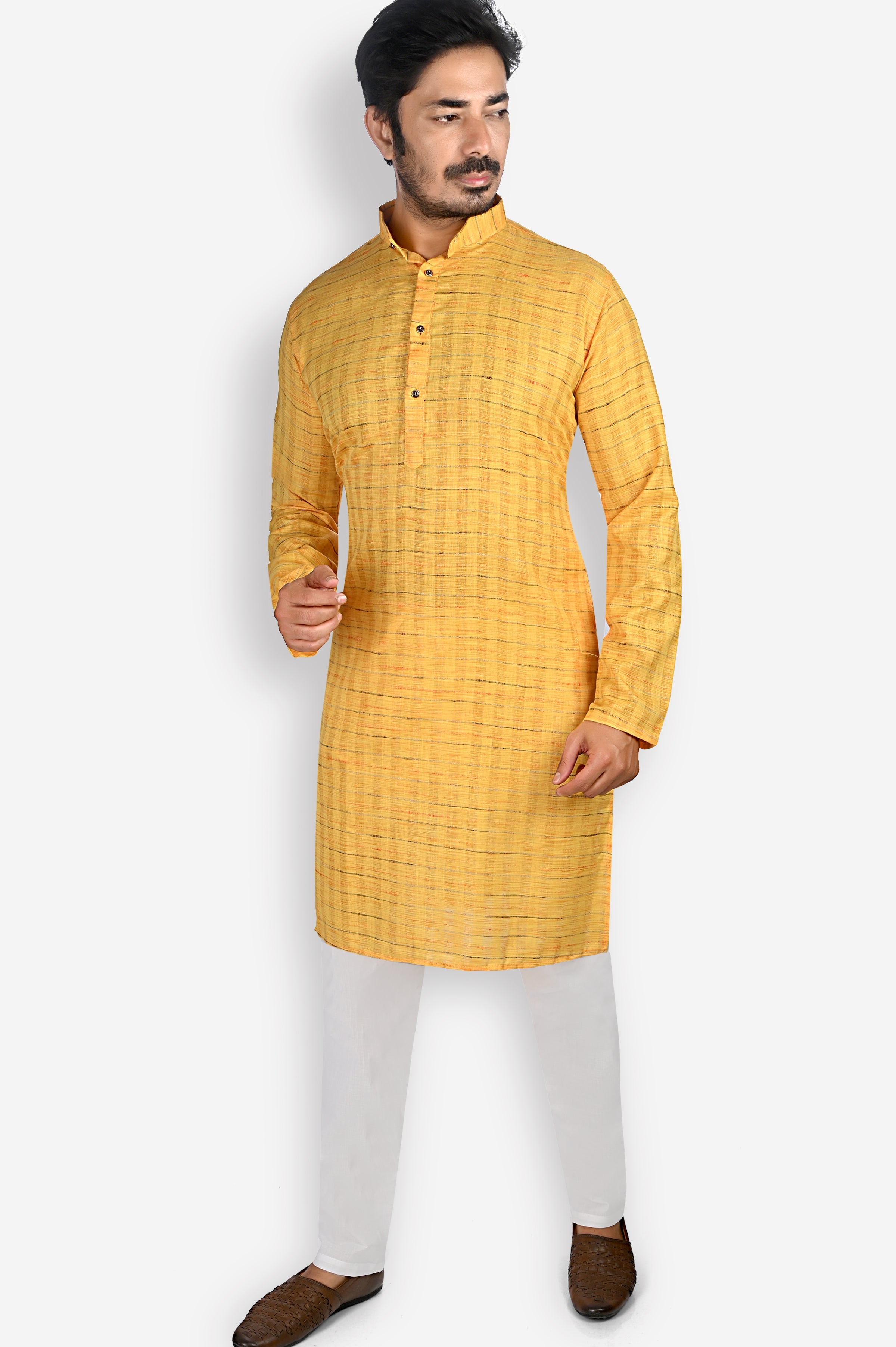 Cotton Kurta for Men - Yellow | KPDU731773 | DesiQlo