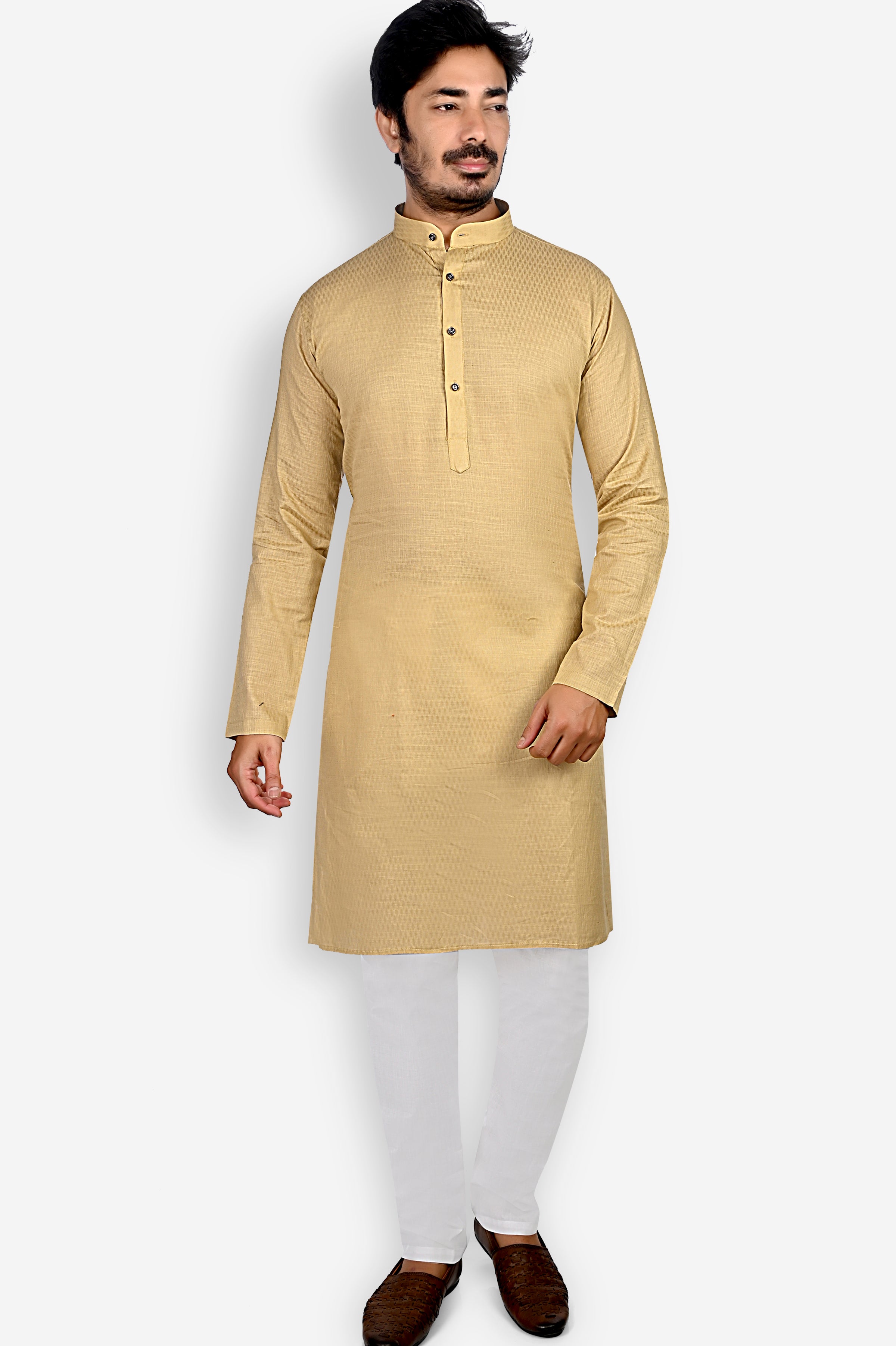 Cotton Kurta for Men - Beige | KPDU780553 | DesiQlo