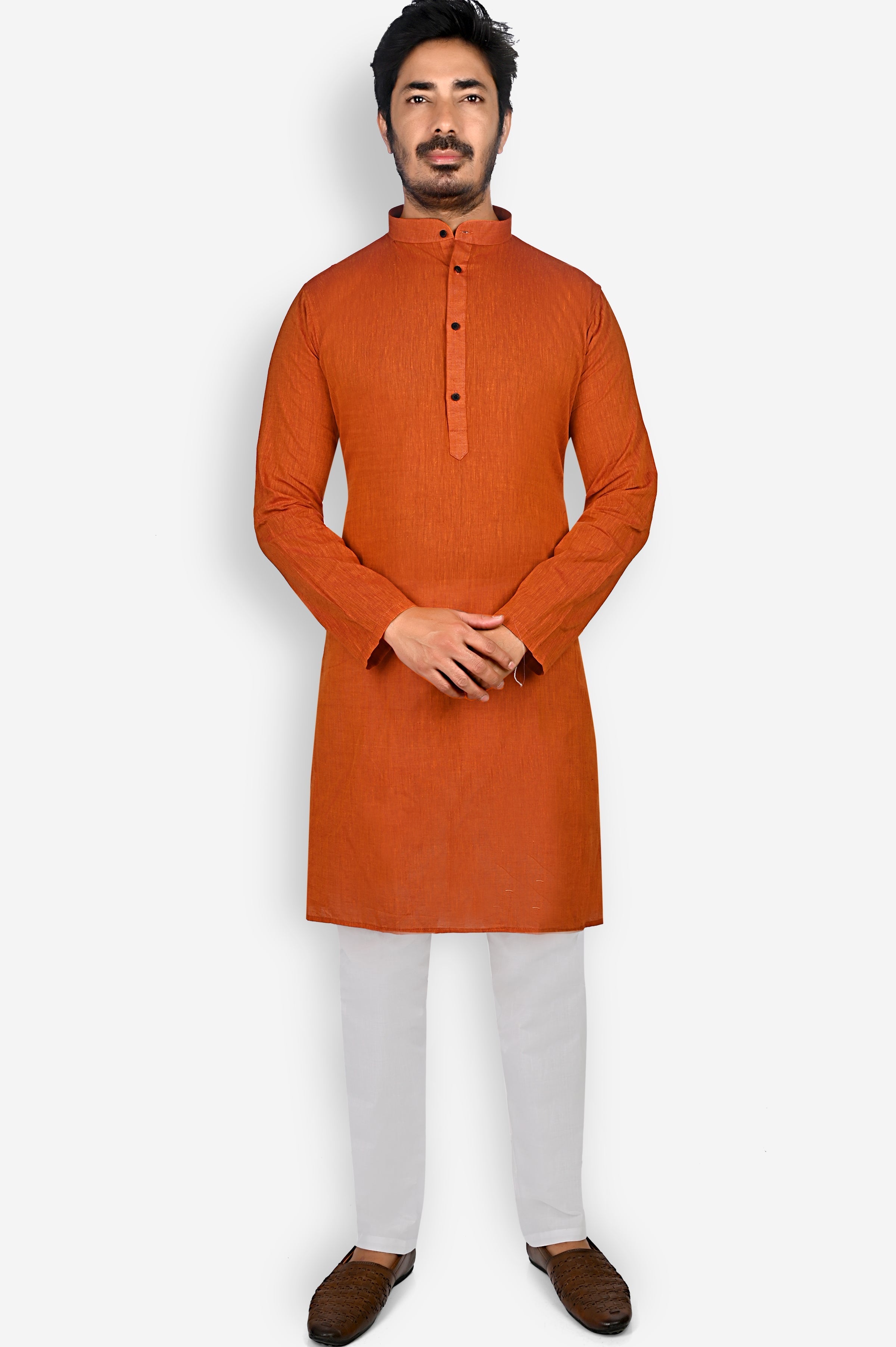 Cotton Kurta for Men - Orange | KUDU570735 | DesiQlo
