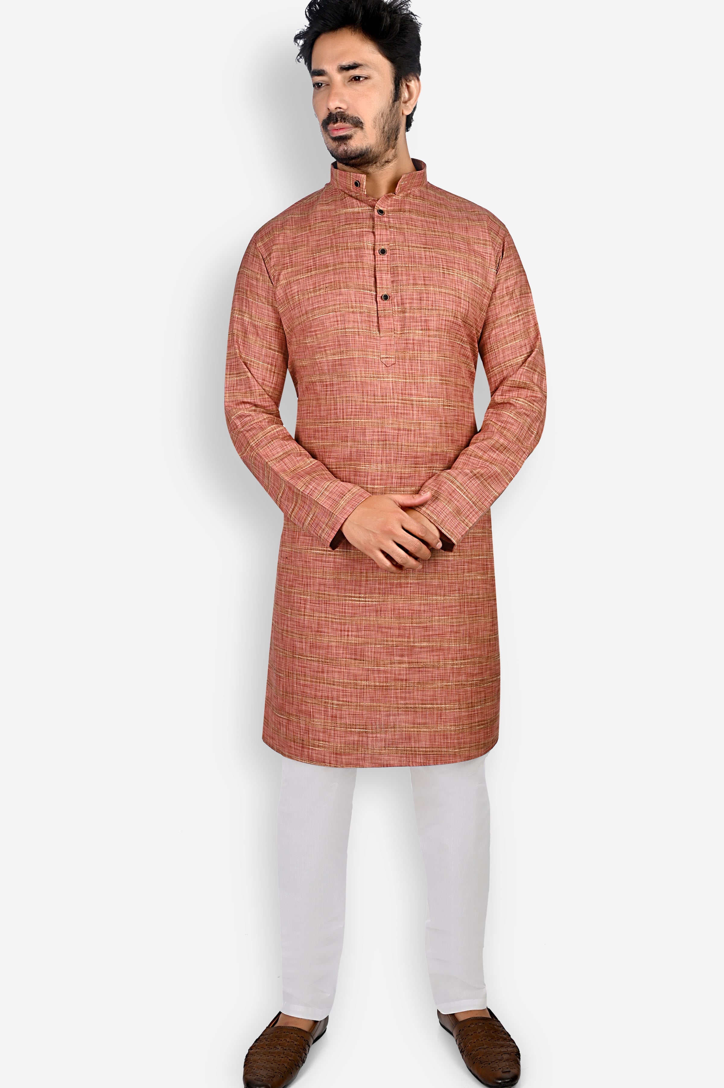 Cotton Kurta for Men - Brown | KPDU822643 | DesiQlo