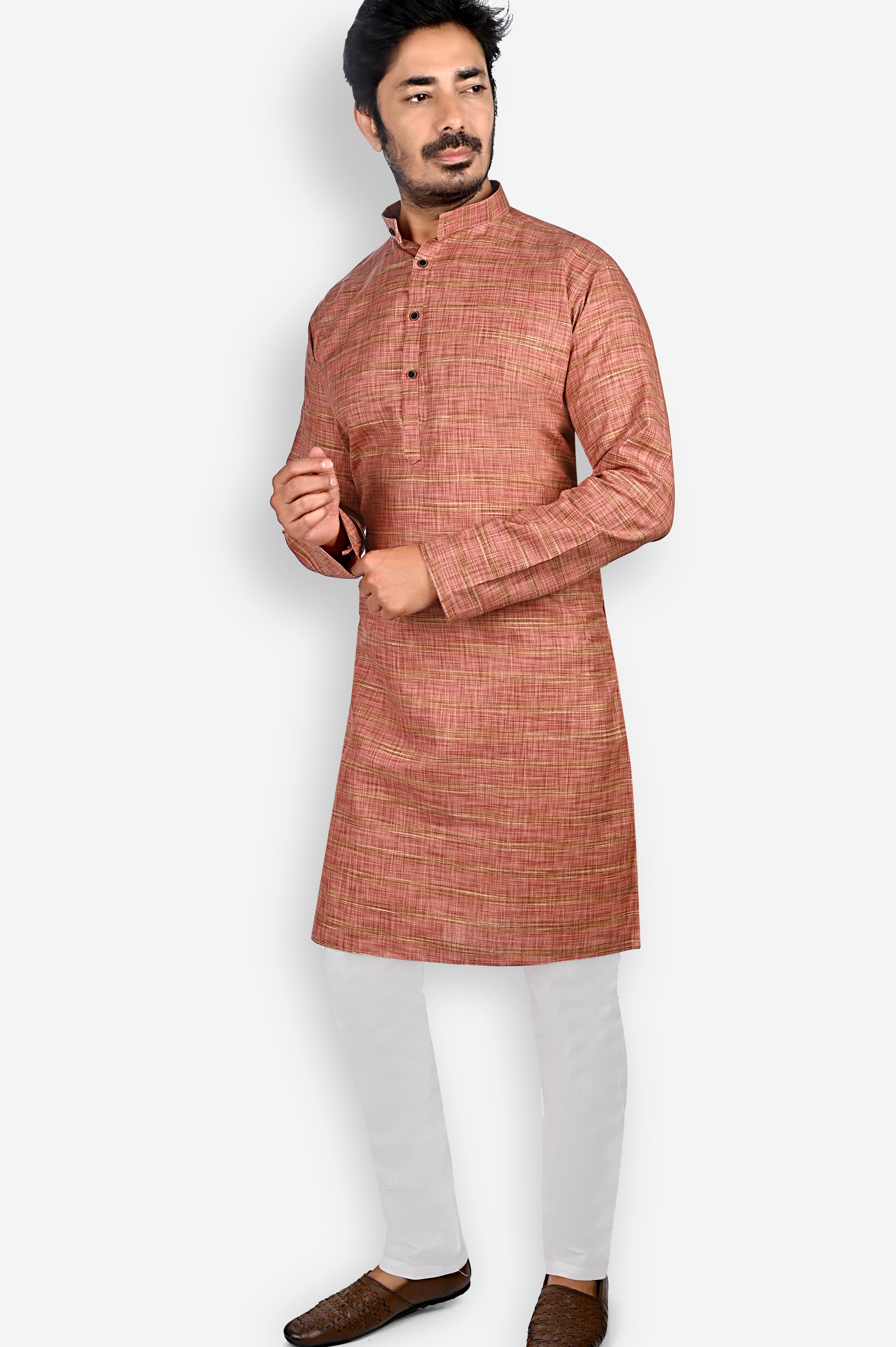Cotton Kurta for Men - Brown | KPDU822643 | DesiQlo