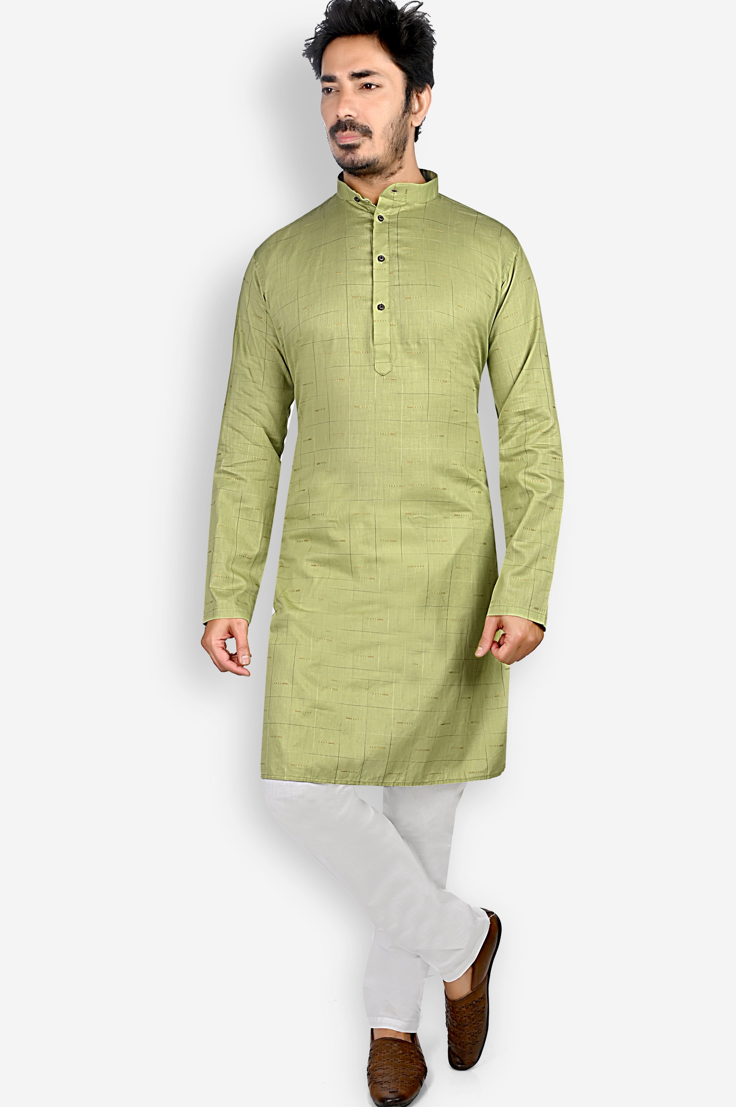 Cotton Kurta for Men - Green | KPDU801263 | DesiQlo