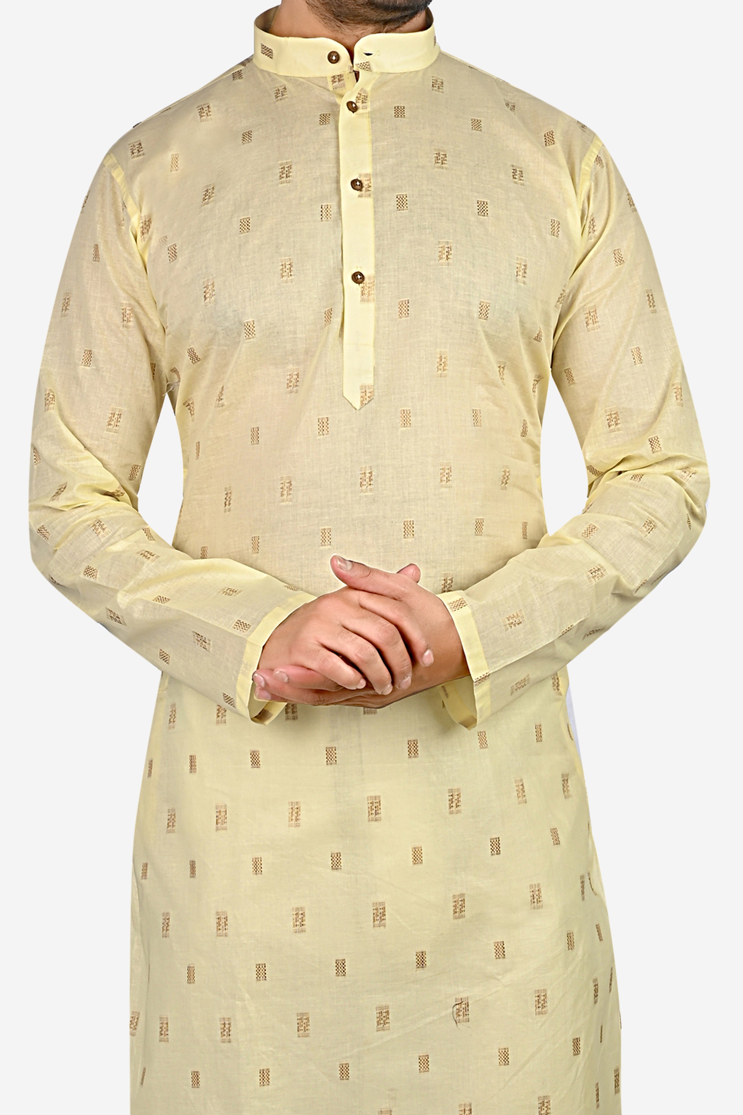 Cotton Kurta for Men - Yellow | KPDU772213 | DesiQlo