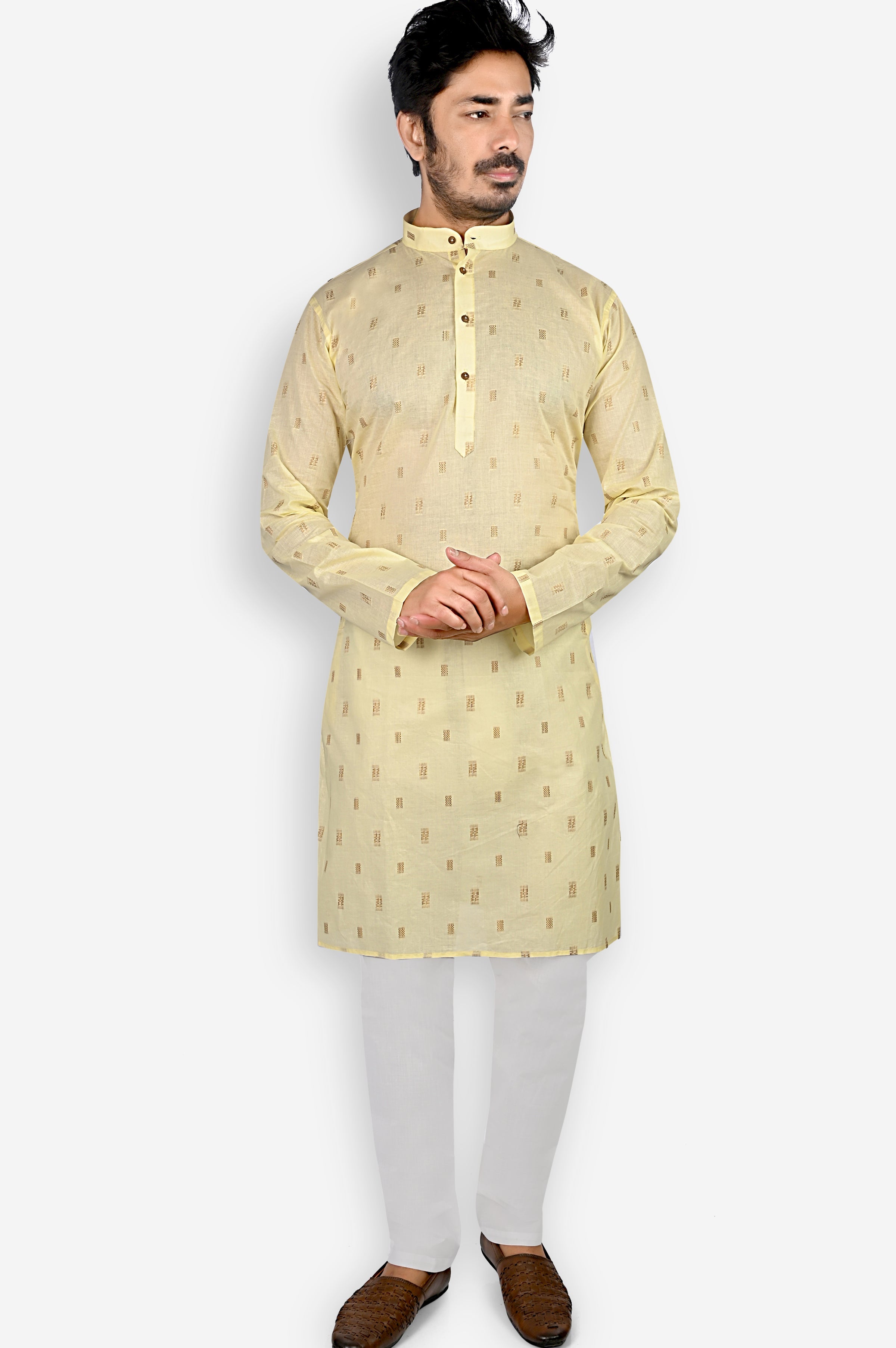 Cotton Kurta for Men - Yellow | KPDU772213 | DesiQlo