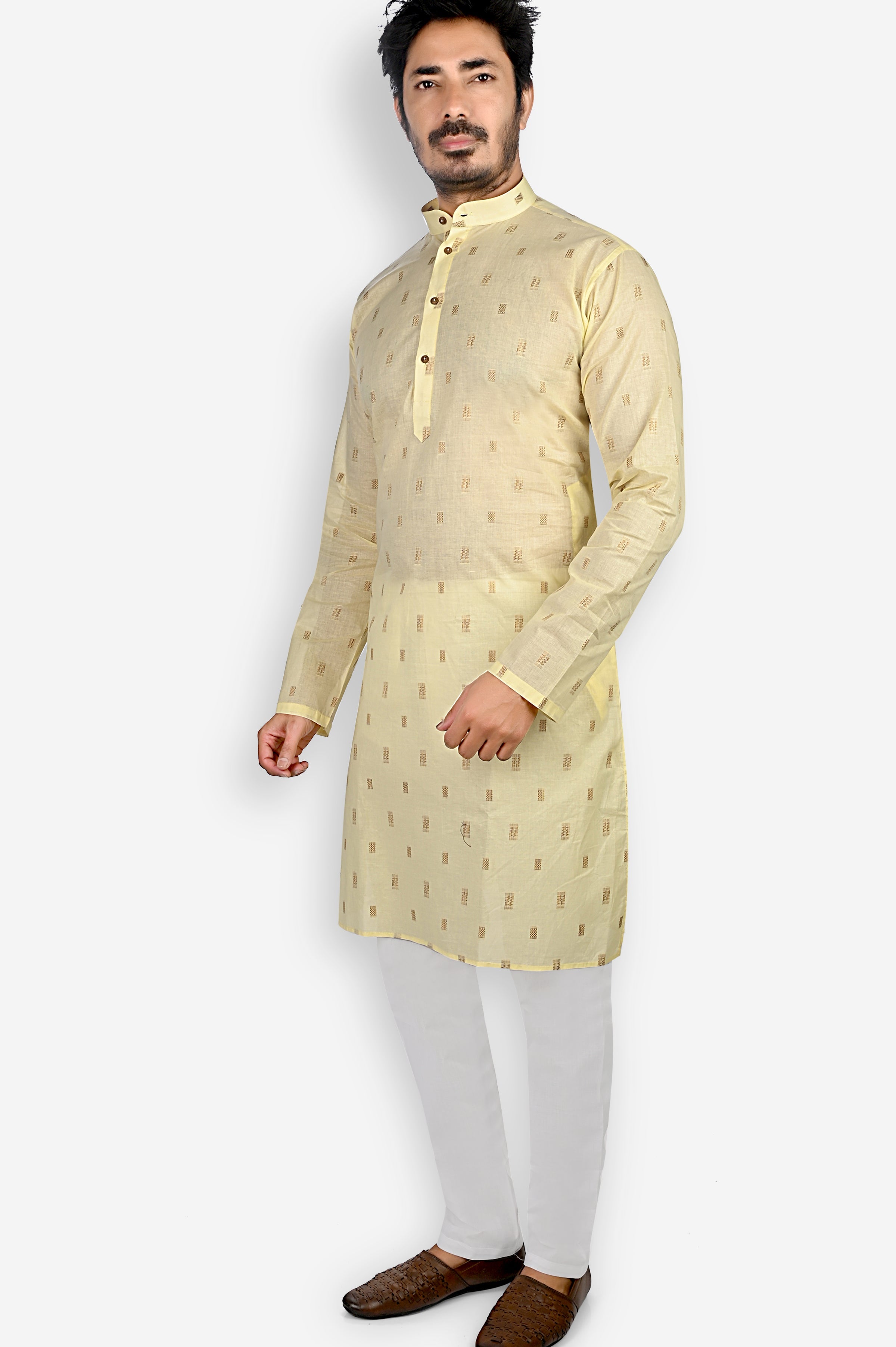 Cotton Kurta for Men - Yellow | KPDU772213 | DesiQlo