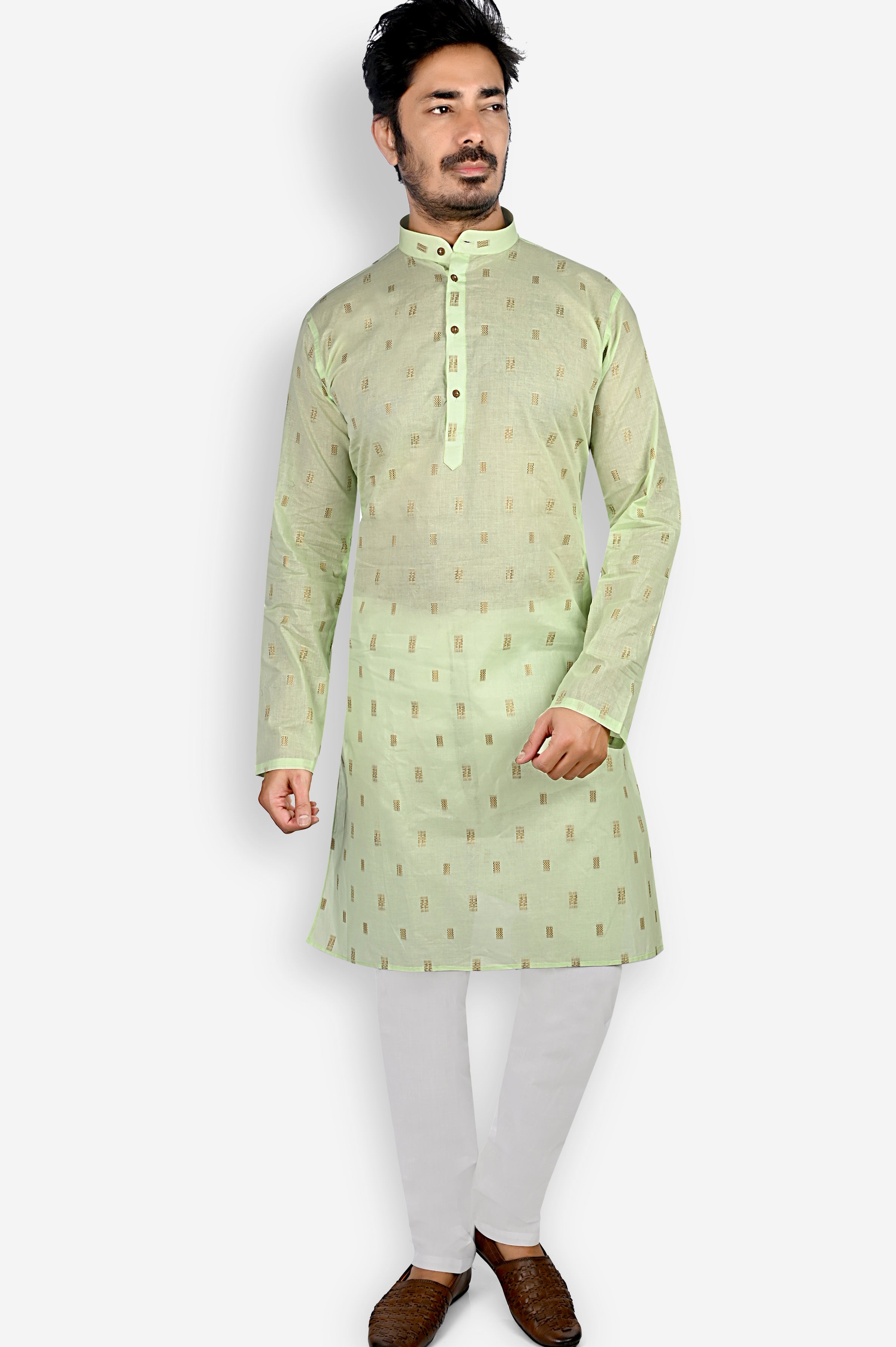 Cotton Kurta for Men - Green | KPDU772223 | DesiQlo