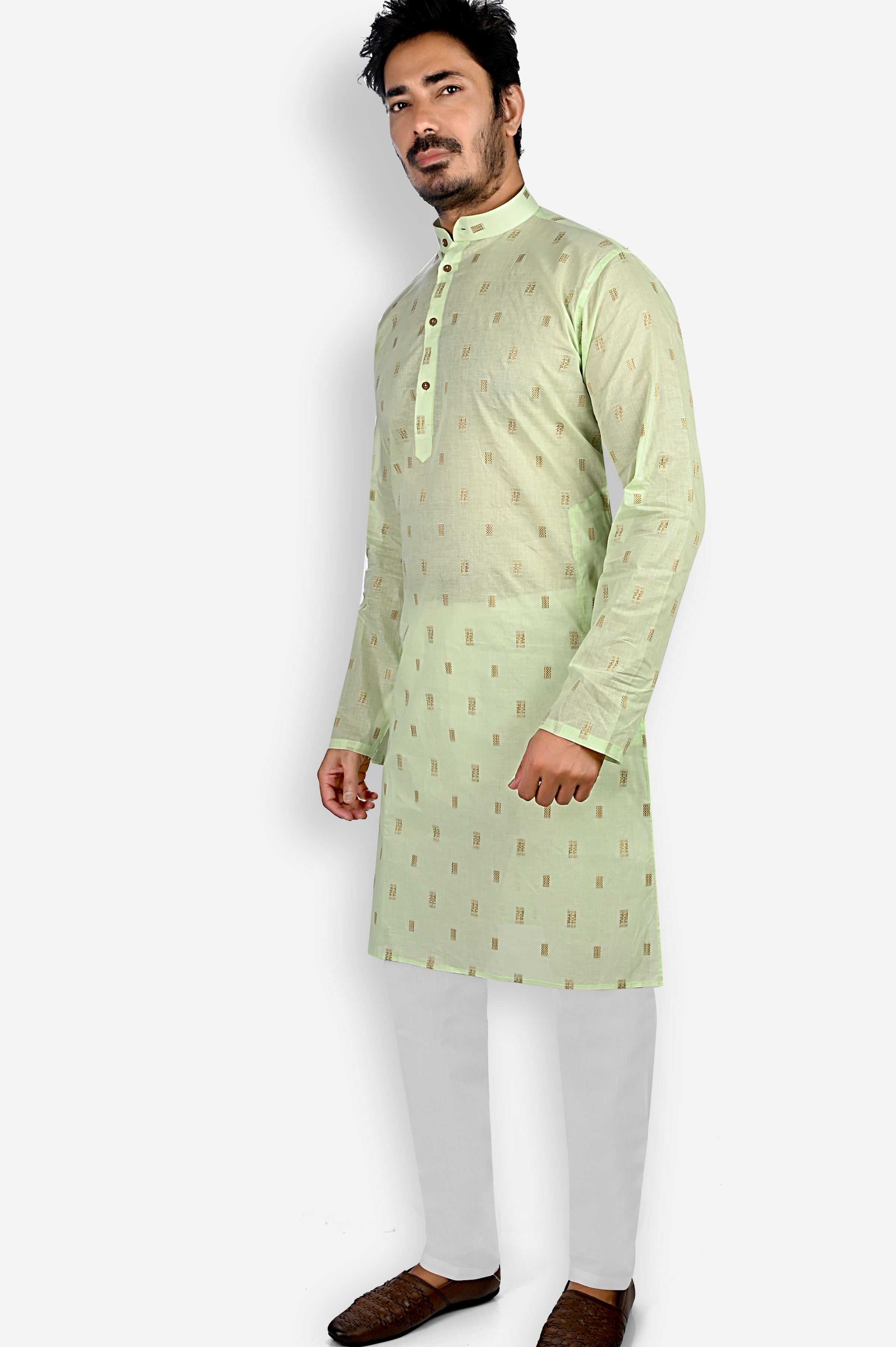 Cotton Kurta for Men - Green | KPDU772223 | DesiQlo