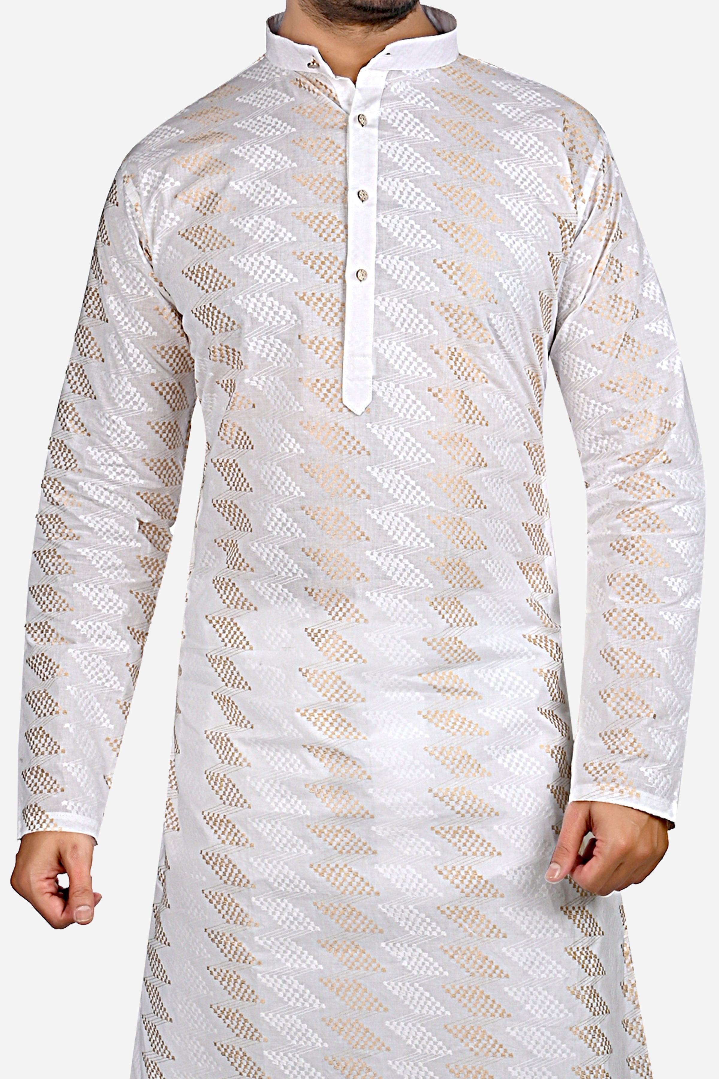 Cotton Kurta for Men - White | KPDU760723 | DesiQlo