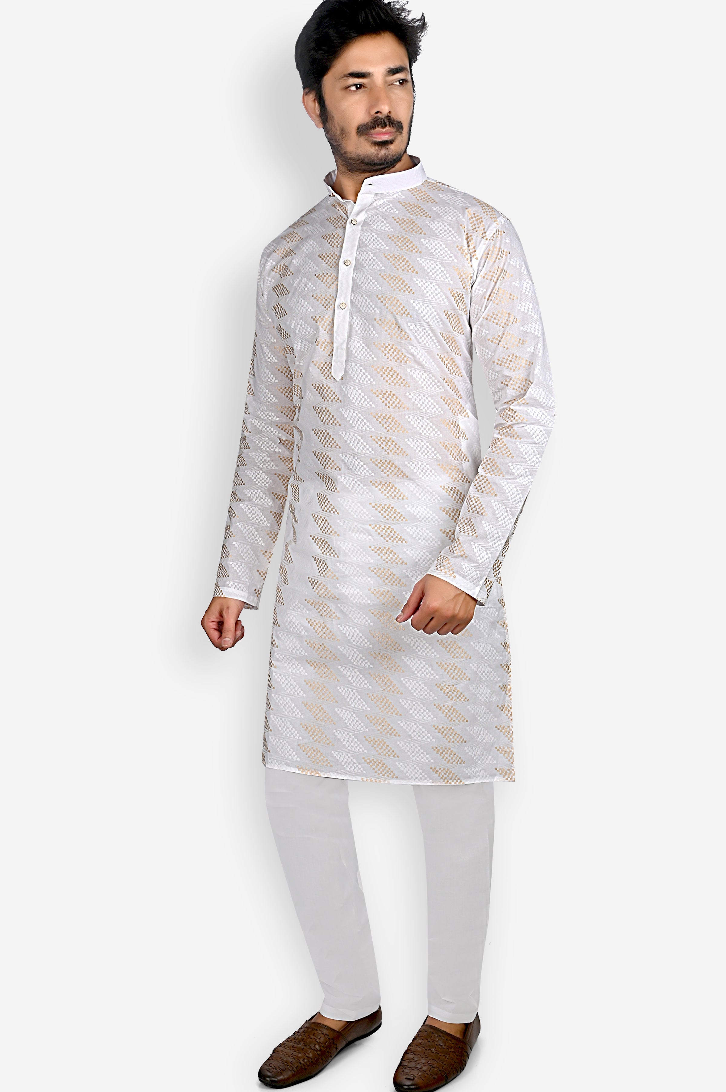 Cotton Kurta for Men - White | KPDU760723 | DesiQlo