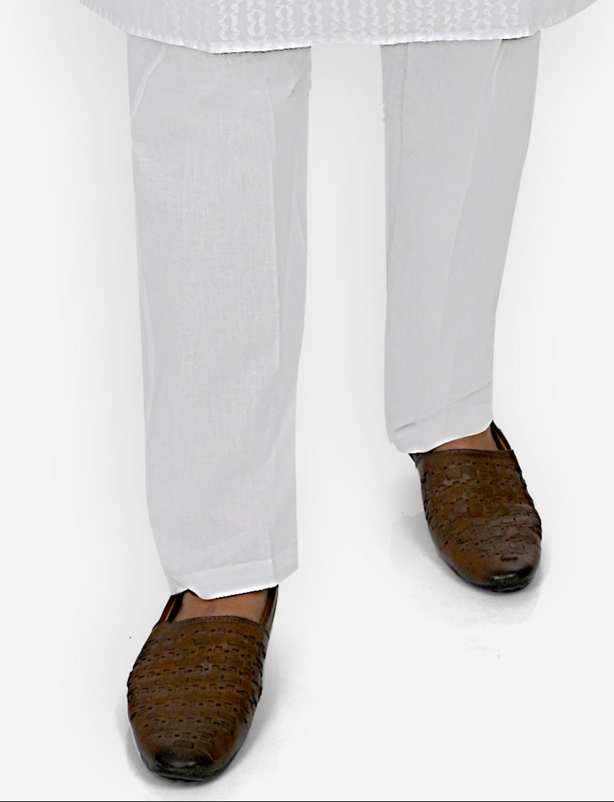 Cotton Pyjama for Men - White | PJSSALWH38 | DesiQlo