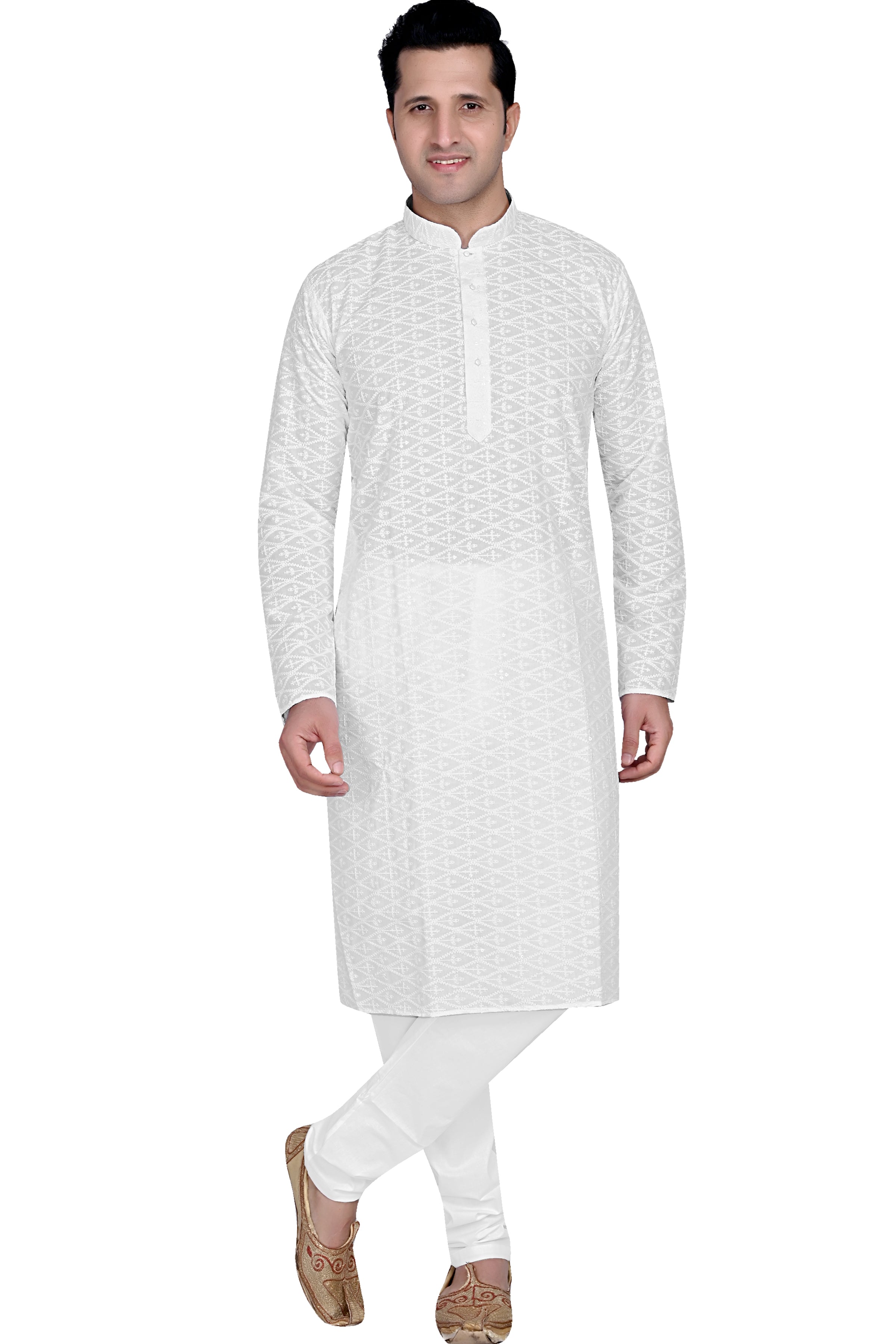 Cotton Kurta Pyjama Set for Men - White | KPPDCHTBOX | DesiQlo