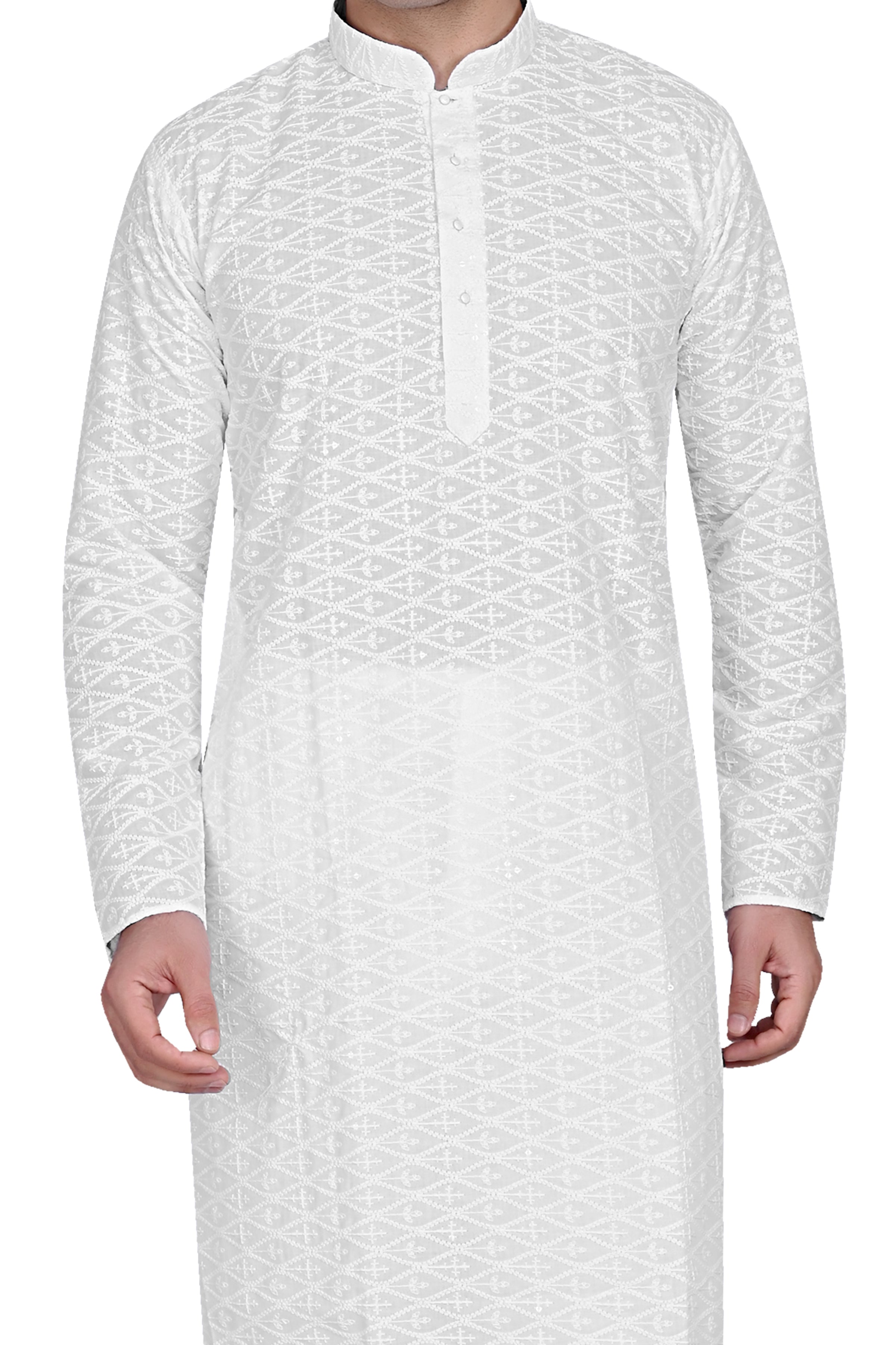 Cotton Kurta Pyjama Set for Men - White | KPPDCHTBOX | DesiQlo