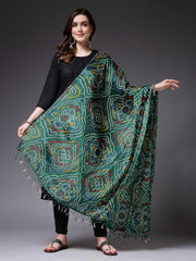 Women's Bandhani Print Silk Blend Dupatta-DUBGREENROLI