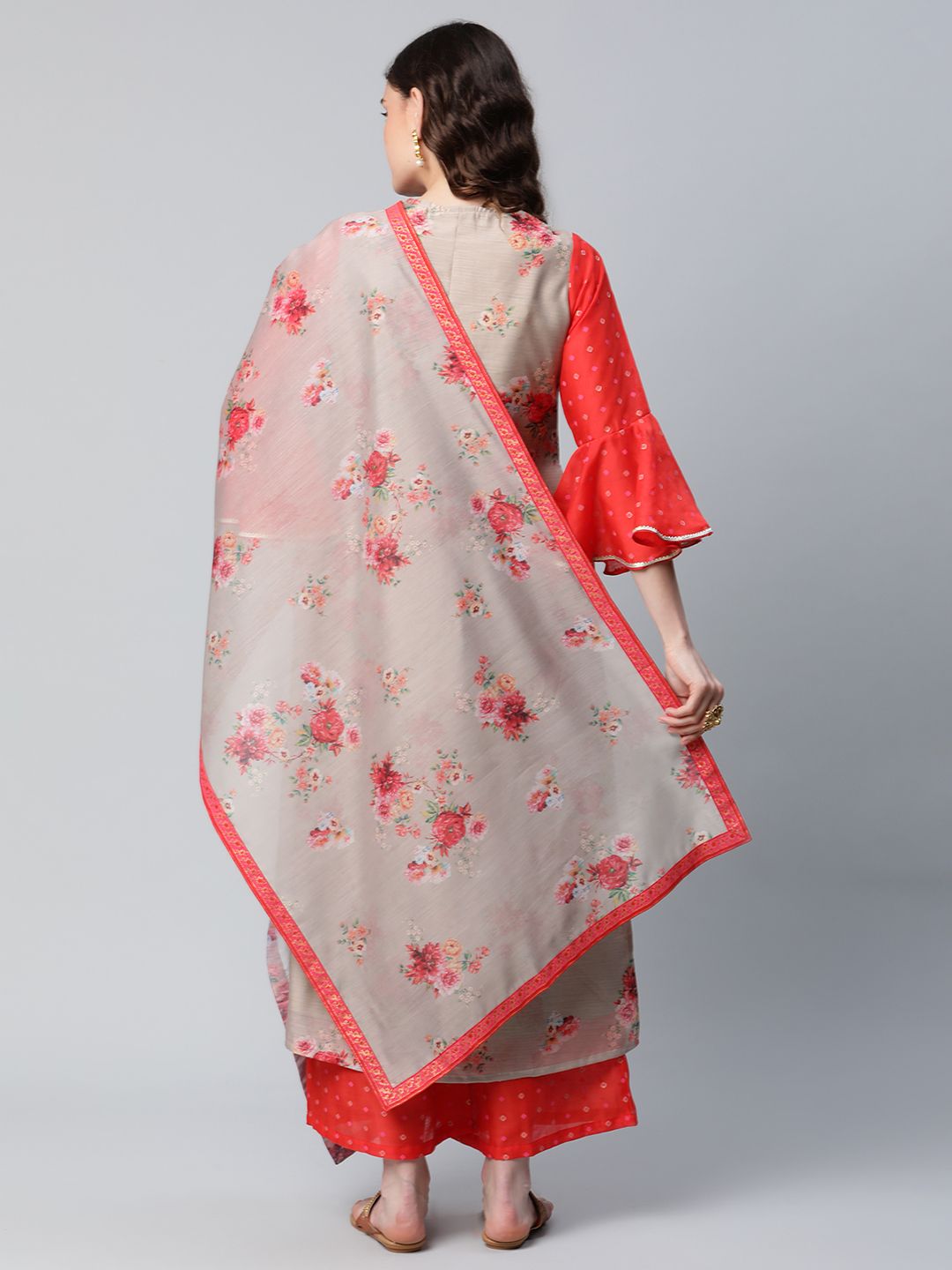 Red & Brown Printed Kurta Palazzo Set | Women's Palazzo Sets
