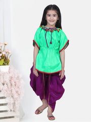 Silk Blend Ethnic Suit Set for Kids - Green | DW20IW18GR