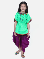 Silk Blend Ethnic Suit Set for Kids - Green | DW20IW18GR