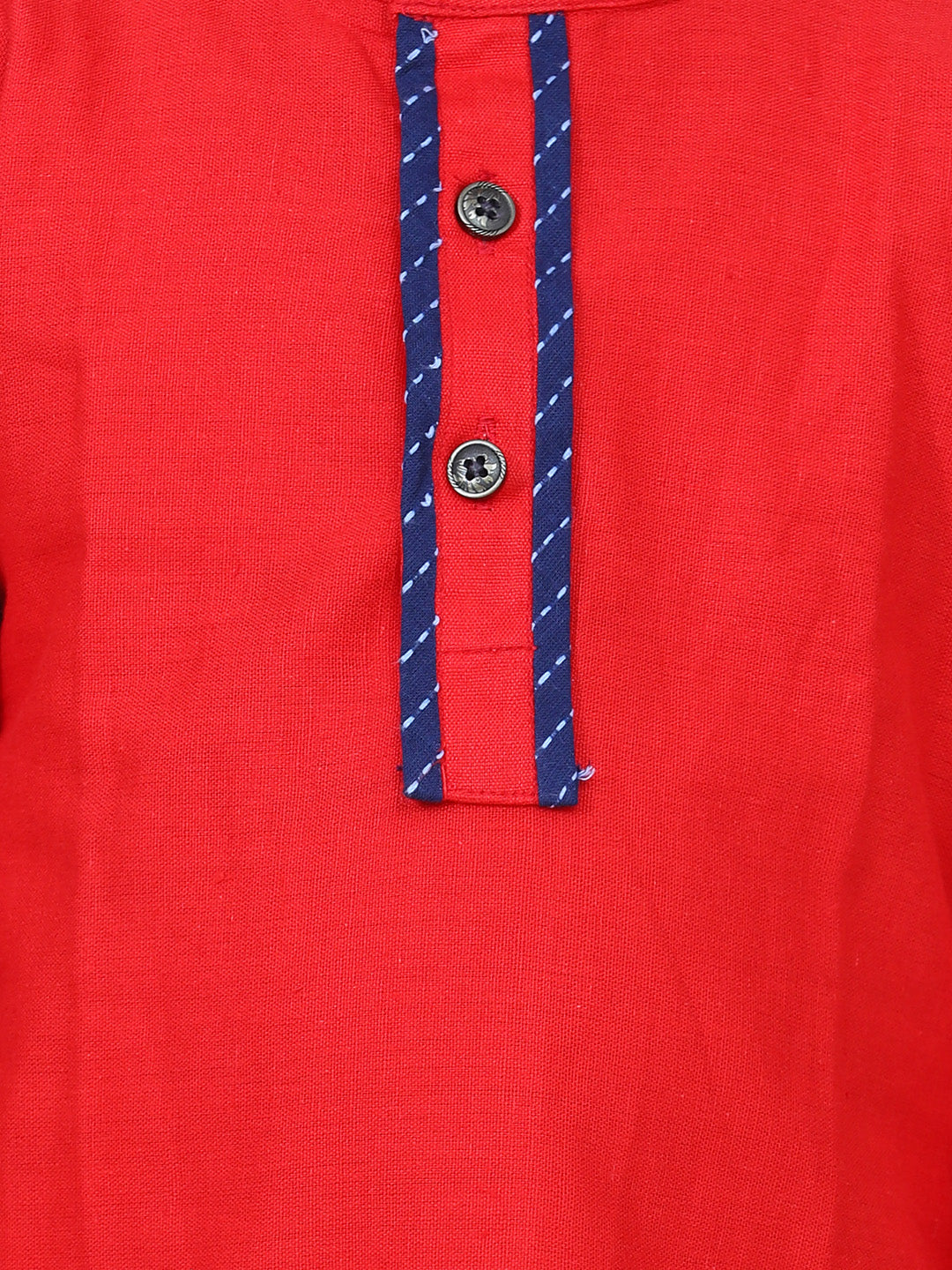 Cotton Flax Kurta Pajama Set for Kids - Red | DW20KP10RD | DesiQlo