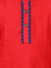 Cotton Flax Kurta Pajama Set for Kids - Red | DW20KP10RD