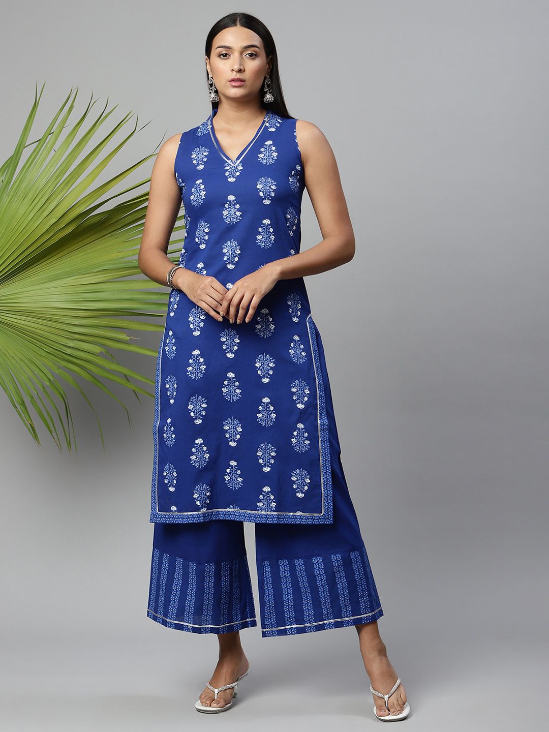 Indigo Blue Cotton Kurta Palazzo Set | Kurta and Palazzo Set