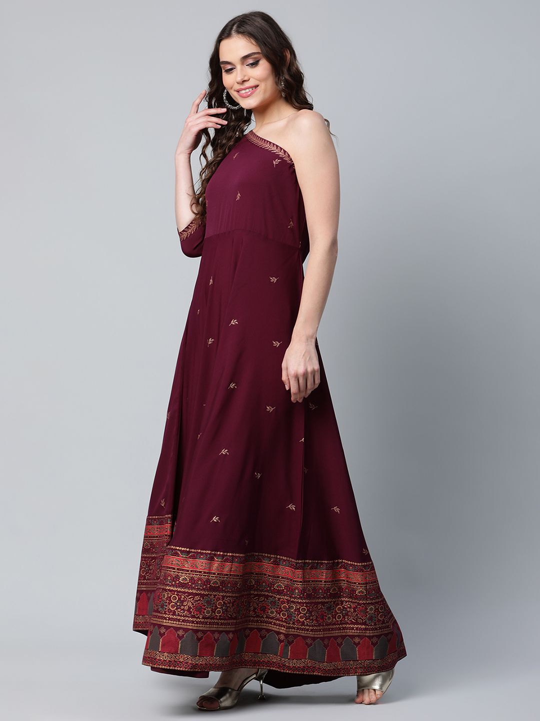 Printed One Shoulder Maxi Dress - Shop Indian Dresses Online