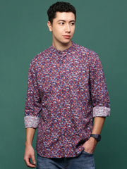 Men Blue Floral Slim Fit Shirt-David-3165-Blue