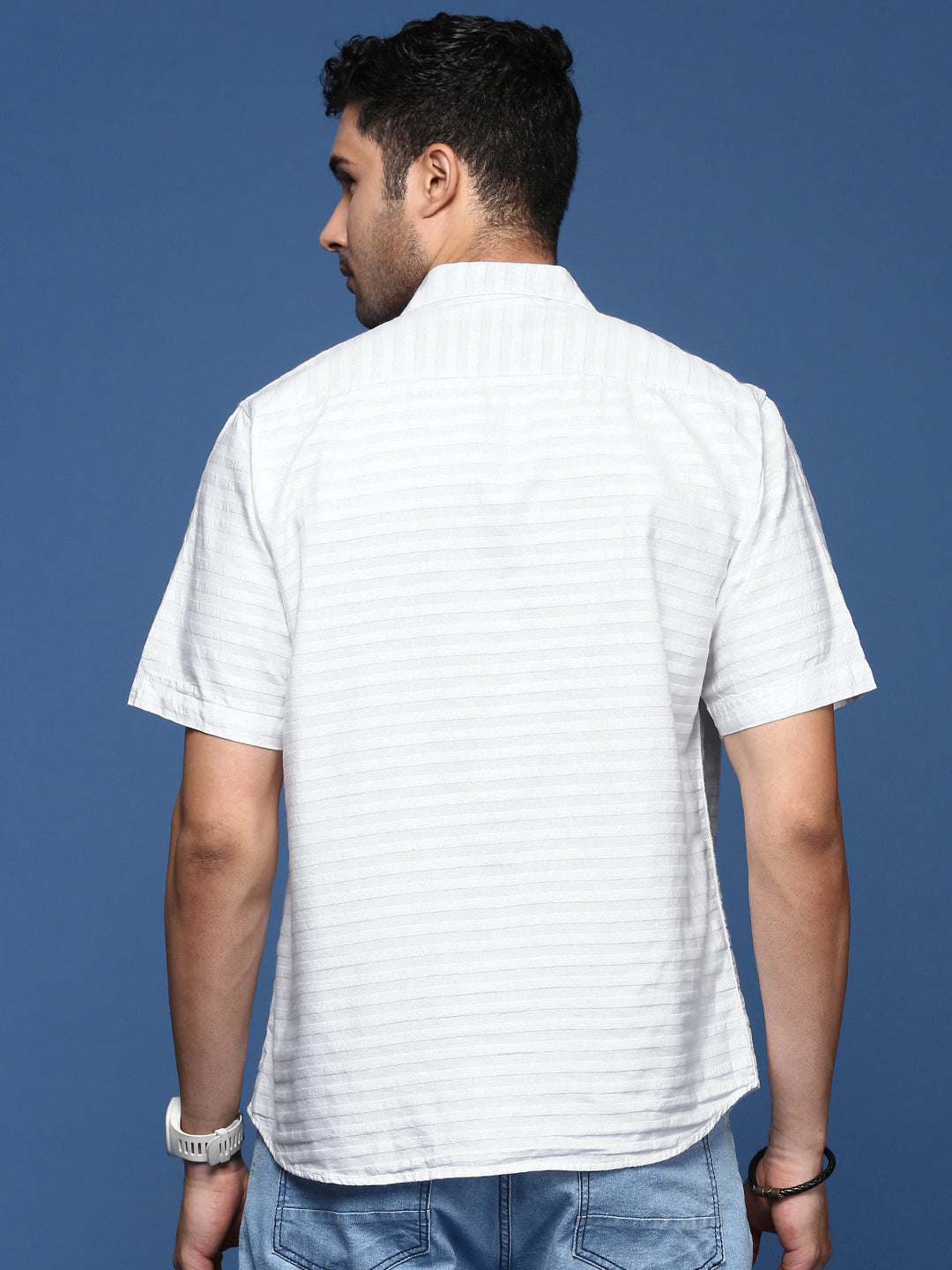 Solid White Slim Fit Mens Shirt | Cotton Shirt by DesiQlo