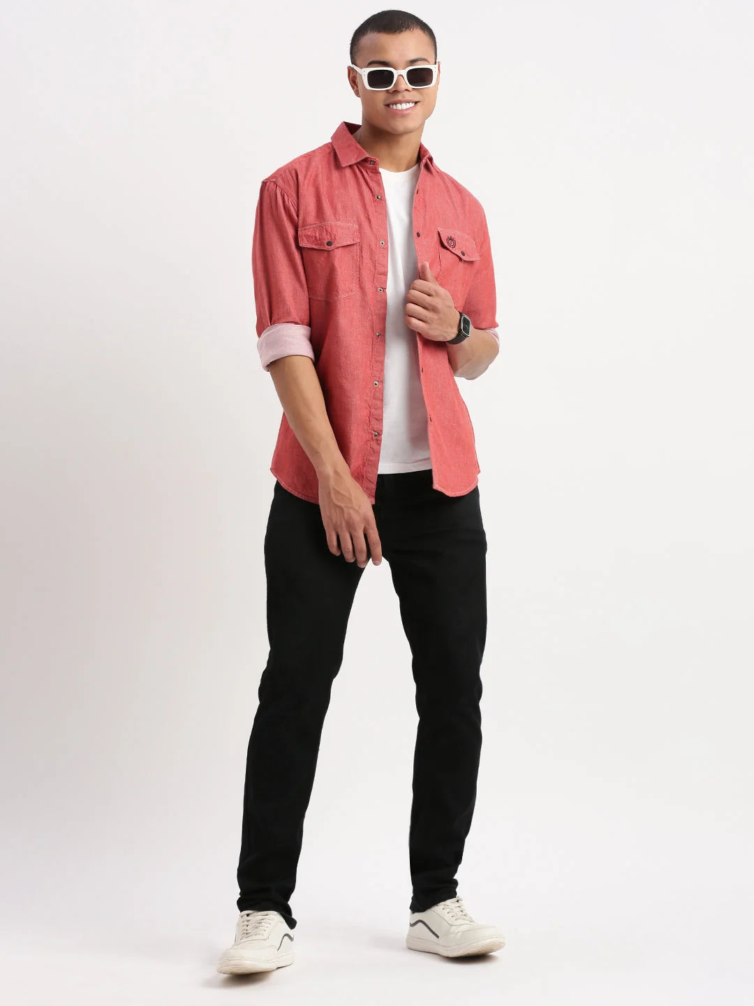 Men's Red Solid Cotton Shirt | Stylish Mens Shirt