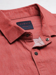Men Solid Red Shirt-DoublePocket-01-Red