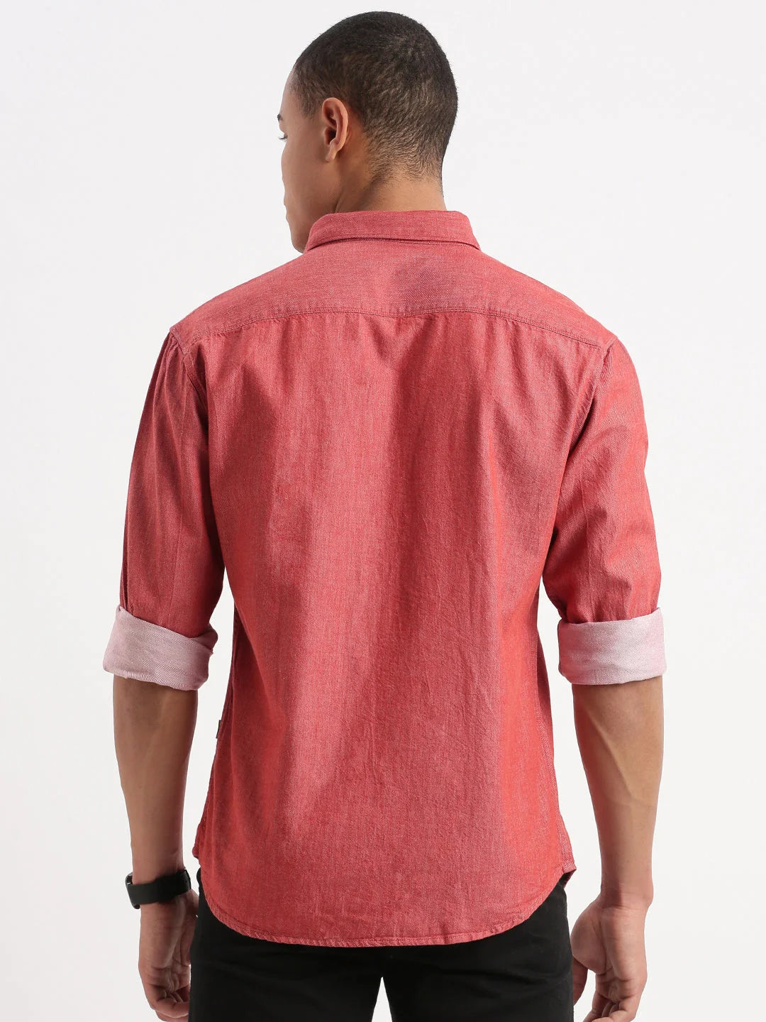 Solid Red Cotton Mens Shirt | Double Pocket Casual Shirt