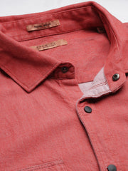 Men Solid Red Shirt-DoublePocket-04-Red