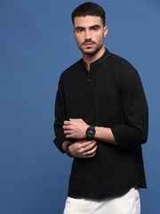 Men Black Solid Slim Fit Shirt-Dude-3252-Black