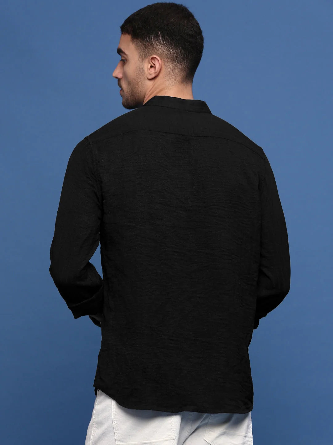 Men's Black Solid Cotton Shirt | Slim Fit Formal Shirts
