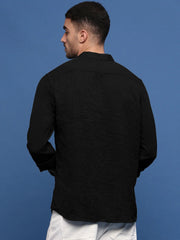 Men Black Solid Slim Fit Shirt-Dude-3252-Black