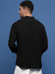 Men Black Solid Slim Fit Shirt-Dude-3252-Black