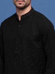 Men Black Solid Slim Fit Shirt-Dude-3252-Black
