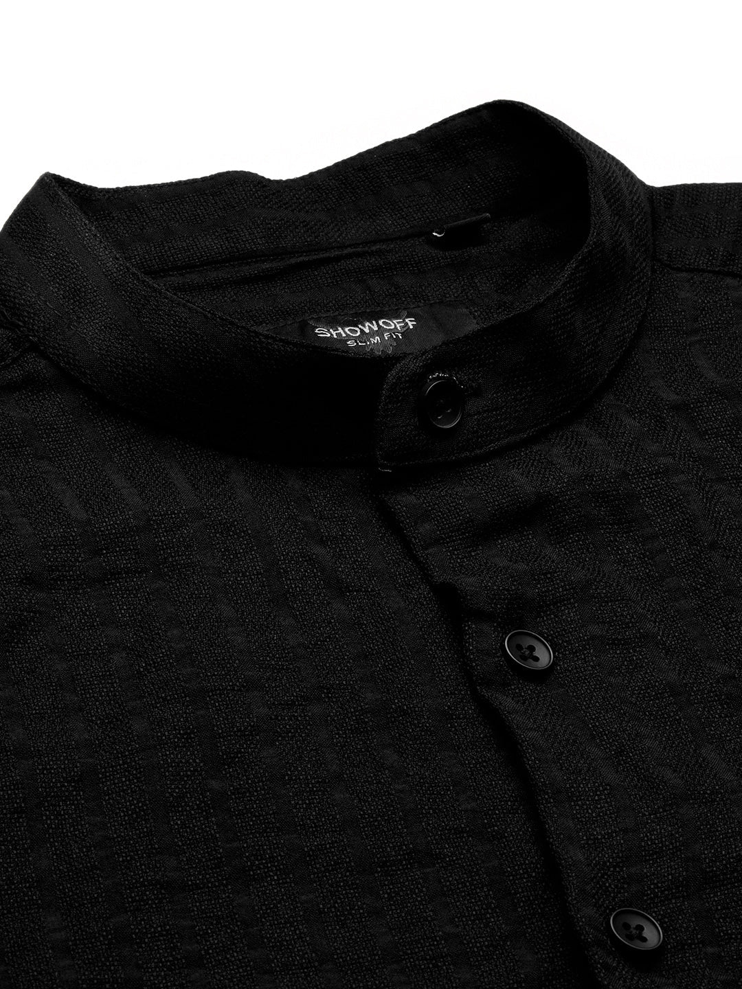 Men's Black Solid Cotton Shirt | Slim Fit Formal Shirts