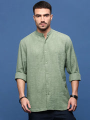 Men Green Solid Slim Fit Shirt-Dude-3259-Green