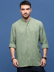 Men Green Solid Slim Fit Shirt-Dude-3259-Green