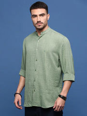 Men Green Solid Slim Fit Shirt-Dude-3259-Green