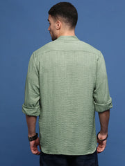 Men Green Solid Slim Fit Shirt-Dude-3259-Green