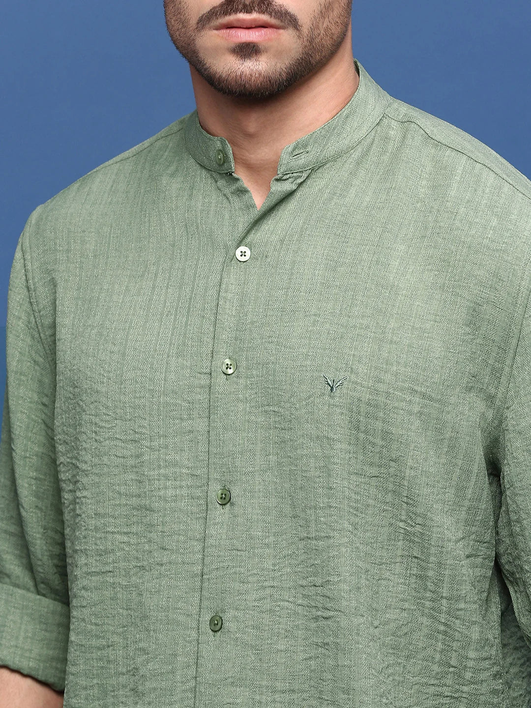 Green Solid Slim Fit Mens Shirt - Cotton Formal Shirts | DesiQlo