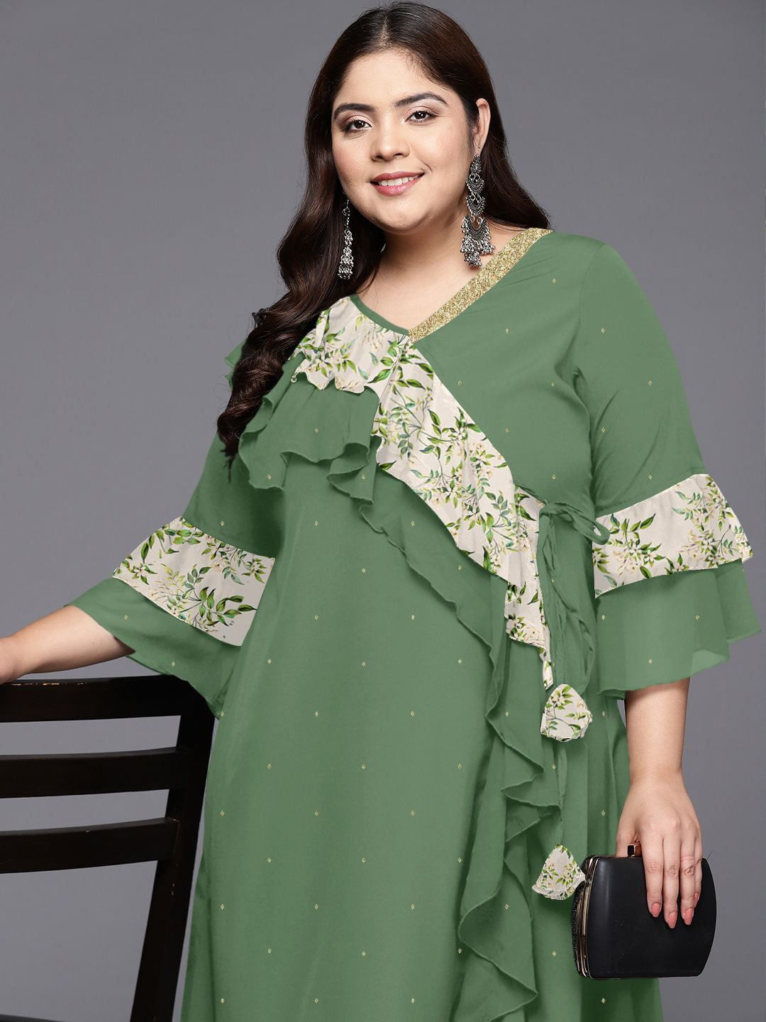 Polka Dot Kurta for Women | Flared Sleeve Indian Kurta