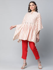 Off White Crepe Printed Kaftan Pant Set-AHKFPN-COMBO-439