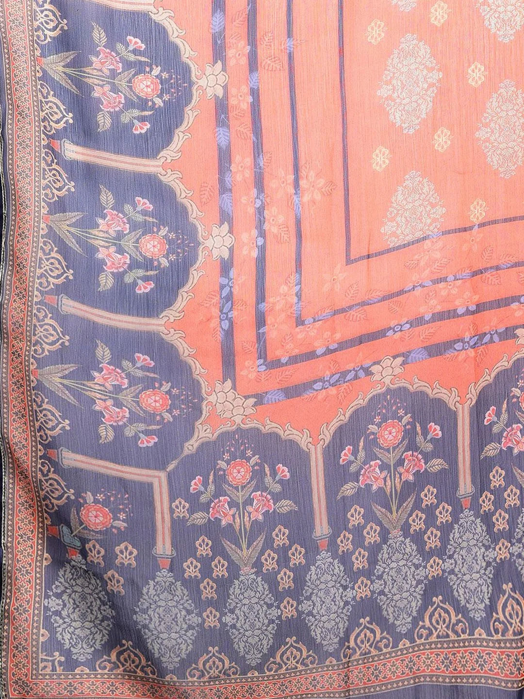 Floral Kurta and Palazzo Set with Dupatta - Gotta Patti Work