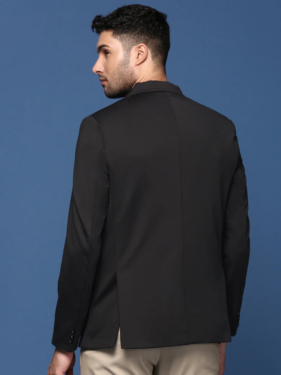 Black Slim Fit Blazer - Men's Solid Nehru Jackets for Weddings