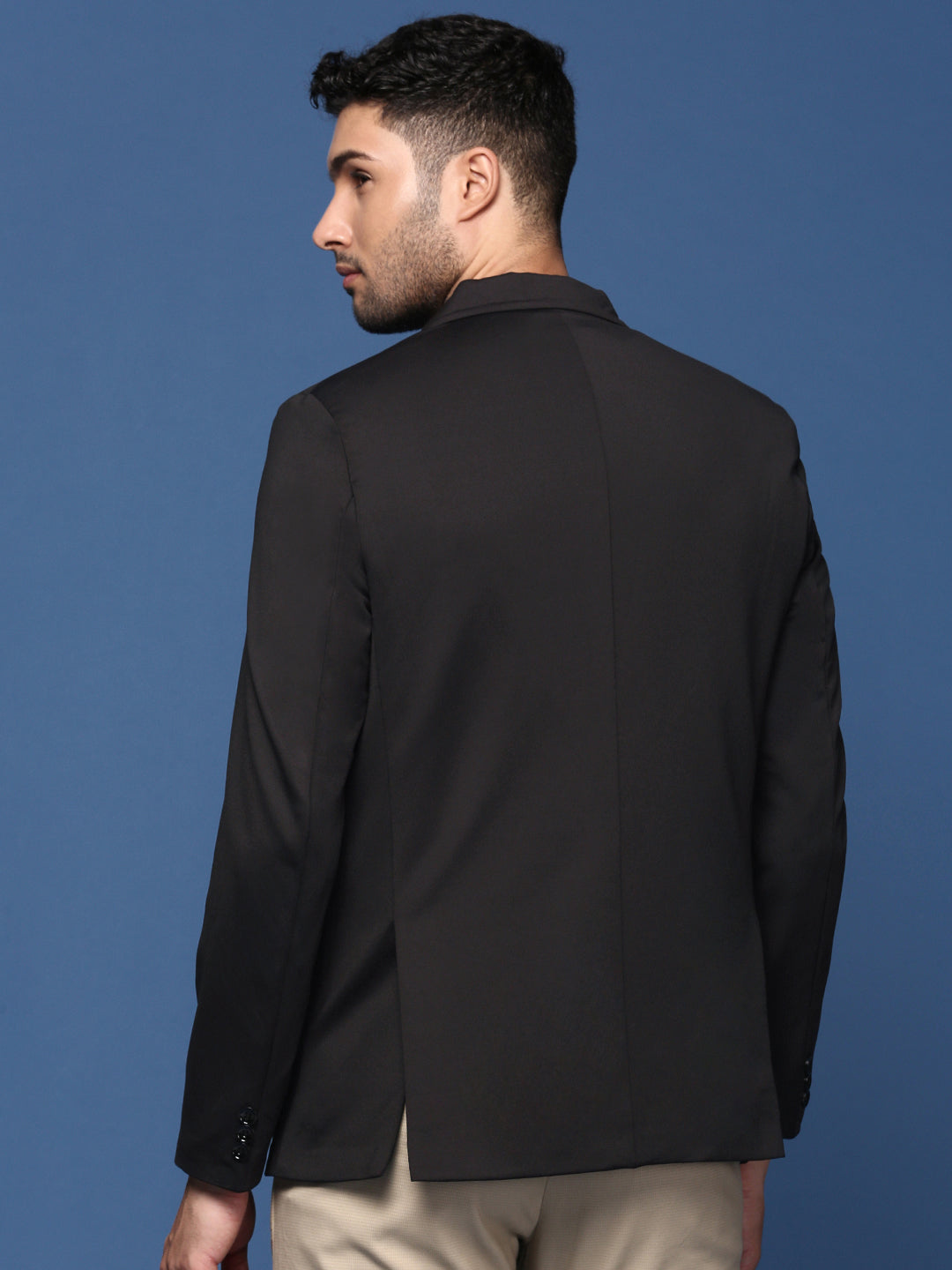 Black Slim Fit Blazer - Men's Solid Nehru Jackets for Weddings